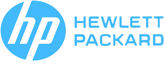 Blue HP Hewlett Packard logo on transparent background, electronics brand symbol