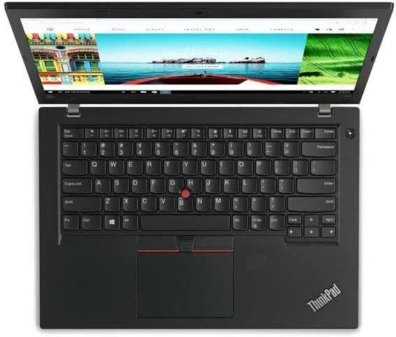 Refurbished Lenovo ThinkPad laptop with open screen and full keyboard, professional tech