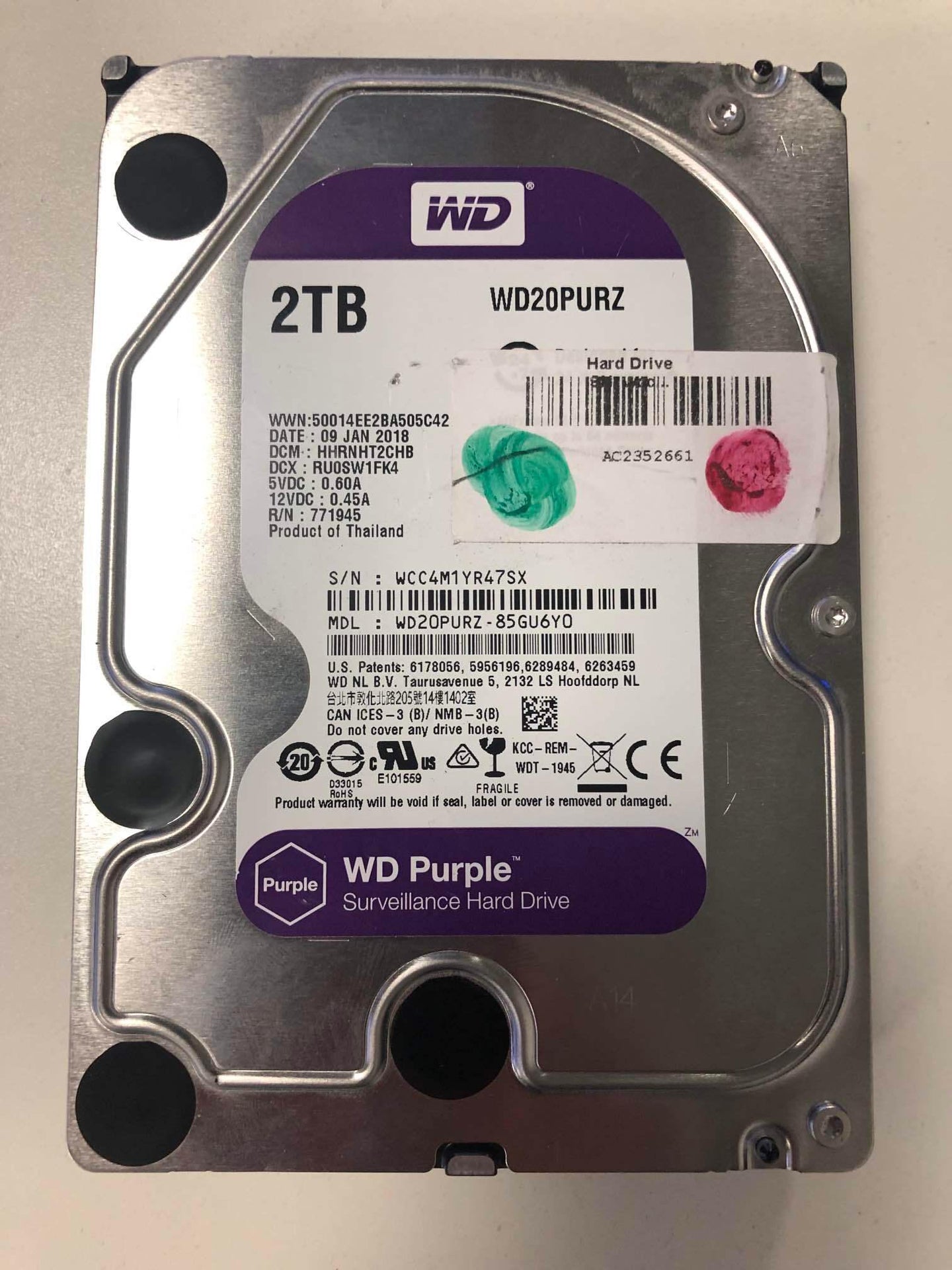 Western Digital Purple WD20PURZ 2TB Surveillance HDD 3.5” SATA 6Gbps 5400 RPM