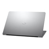 Silver Dell laptop closed on white background, professional refurbished computer