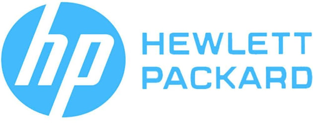 Blue HP Hewlett Packard logo on white background, electronics brand symbol