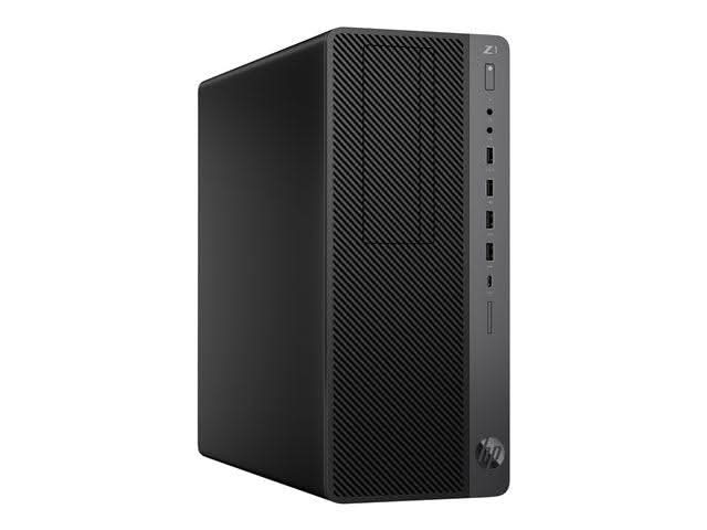 Black HP Z1 desktop tower computer with multiple USB ports on front panel