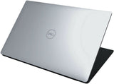 Silver Dell laptop closed, angled view, refurbished professional computer