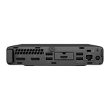 Rear ports view of a refurbished desktop mini PC with HDMI, DisplayPort, USB, and Ethernet ports