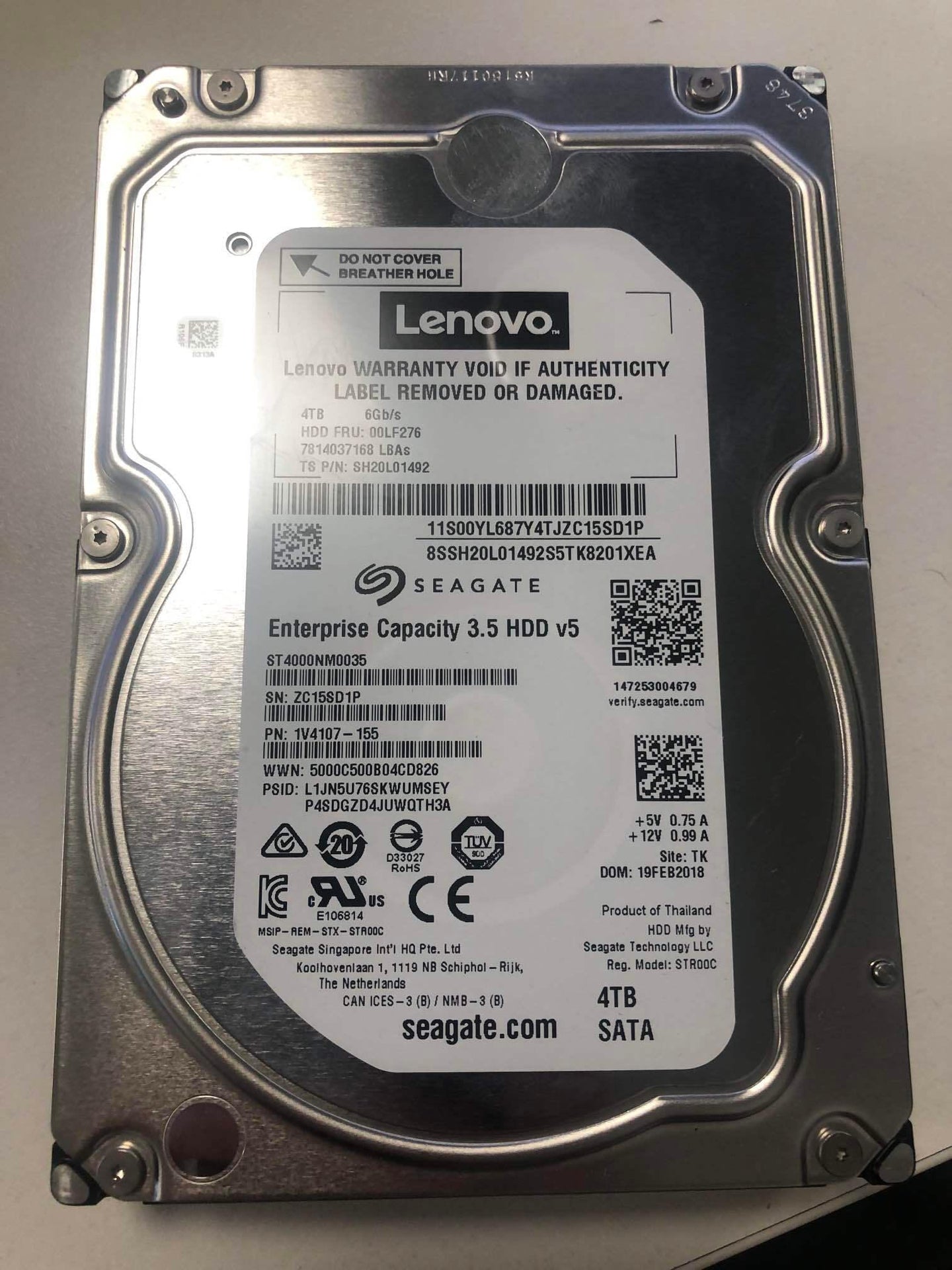 Seagate ST4000NM0035 4TB HDD Enterprise 3.5” SATA 6GBps 7200 RPM 128MB 