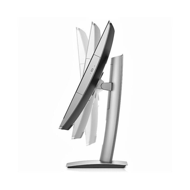 Side view of adjustable computer monitor with ergonomic tilt on white background