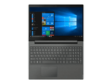 Refurbished grey laptop with Windows 10, open display and full keyboard, top view