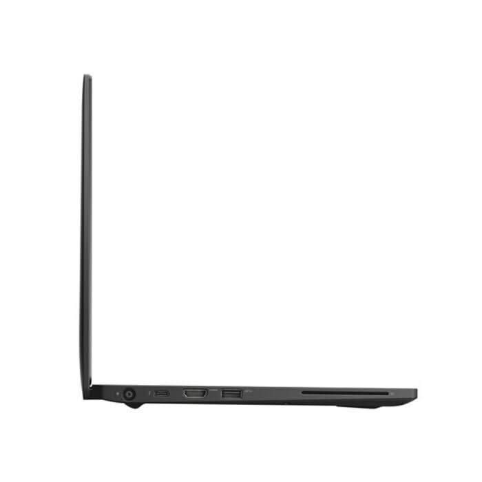 Side view of an open black laptop showing HDMI, USB and SD card ports on a white background.