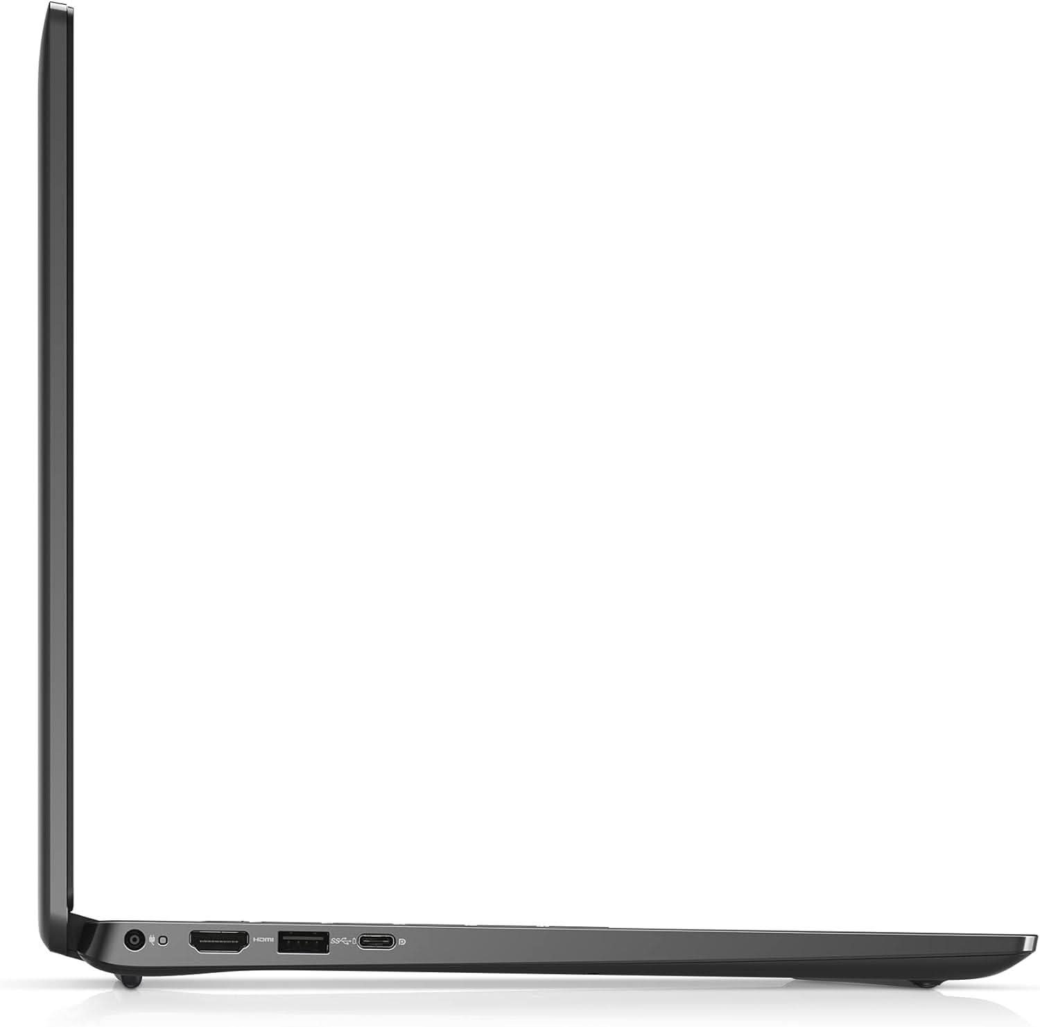 Slim black laptop side view showing HDMI, USB, and USB-C ports on white background
