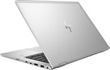 Silver HP laptop partially open, showing ports and sleek professional design