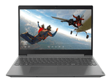 Refurbished laptop displaying skydivers mid-jump on screen, modern keyboard visible