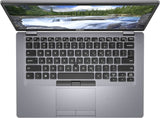 Refurbished Dell laptop top view, grey keyboard, and open screen with nature wallpaper