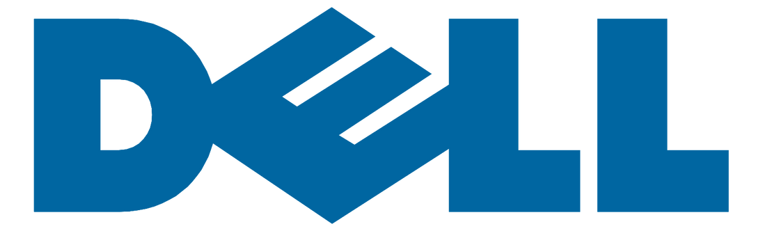 Blue Dell logo in bold geometric font on transparent background
