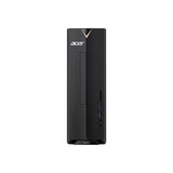 Front view of black Acer Aspire slim desktop computer with USB ports and disk drive
