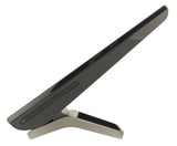 Side view of a slim all-in-one desktop computer with a modern black and silver stand