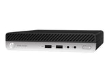 Compact HP ProDesk mini desktop computer with USB ports and headphone jack on front panel