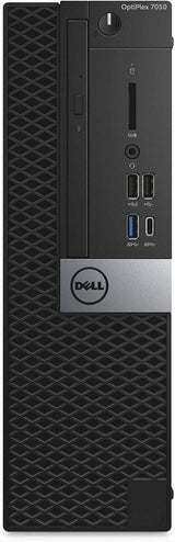 Front view of Dell OptiPlex 7050 desktop PC with USB ports and SD card slot