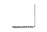Side profile of an open silver laptop showing USB, HDMI, Ethernet, SD card ports on white background