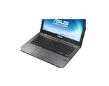 ASUS laptop with open screen and keyboard, professional black design, electronics product