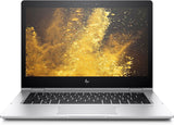 Refurbished HP EliteBook silver laptop with black keyboard and vivid yellow splash screen