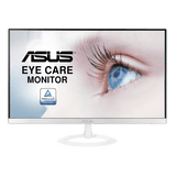 ASUS eye care monitor with TÜV Rheinland certified logo and close-up of blue eye on screen