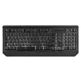 Black full-size computer keyboard with numeric keypad, professional tech accessory
