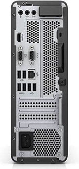 Back panel of a refurbished desktop computer showing ports, USB, HDMI, VGA, and ventilation grills