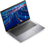 Dell laptop with backlit keyboard and colorful abstract display, refurbished tech