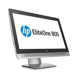 HP EliteOne 800 all-in-one desktop computer with silver stand on white background