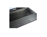 Close-up of ASUS laptop keyboard and touchpad, black brushed finish, UK refurbished tech