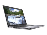 Dell silver laptop angled open displaying waterfall and forest on screen, refurbished tech