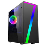 Refurbished gaming PC with RGB lighting and transparent side panel