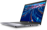 Open Dell laptop with sleek silver design and illuminated screen on white background