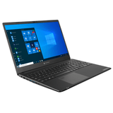 Dynabook business laptop with Windows 10, open and angled for display, black keyboard