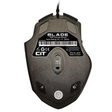 Bottom view of a Cit Blade RGB gaming mouse showing optical sensor and product label