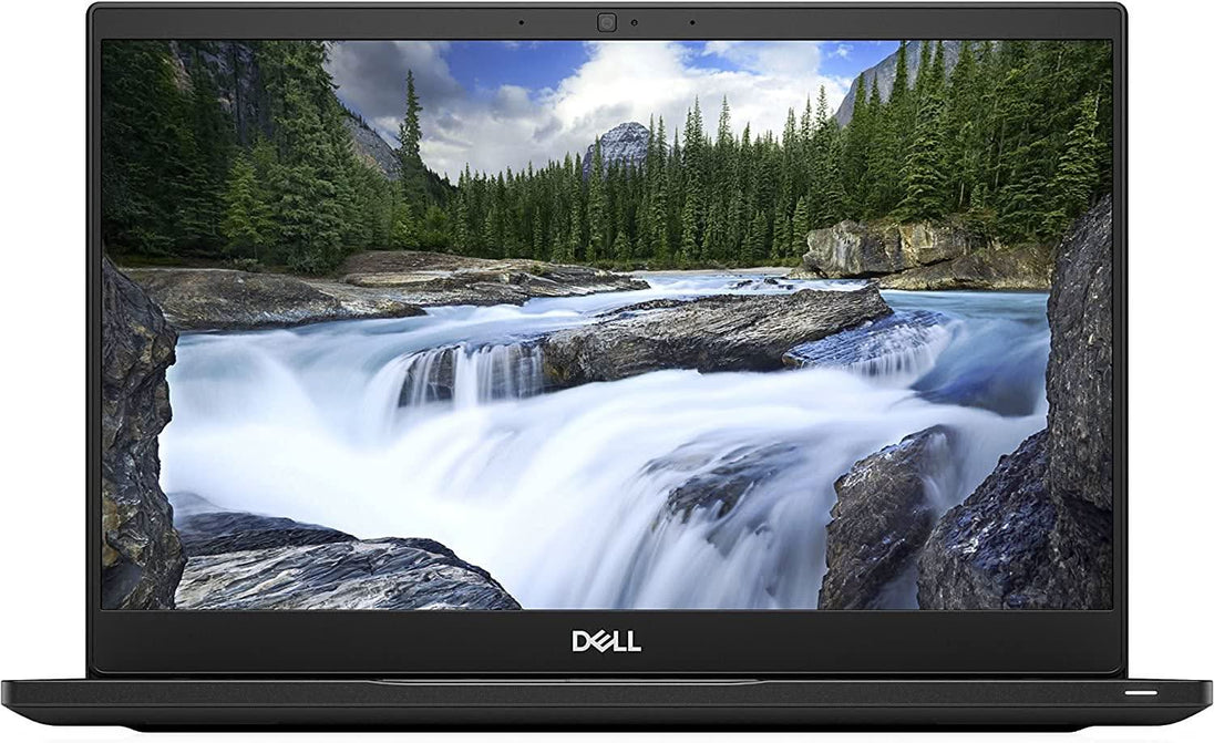 Front view of a Dell laptop with a nature scene on the screen, refurbished laptop UK