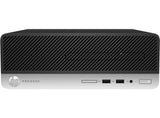 Front view of HP ProDesk mini desktop computer with USB ports and power button