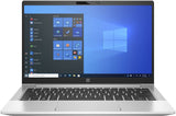 HP laptop with Windows 10 start menu open on screen, silver keyboard, and black trim