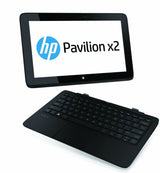 HP Pavilion x2 detachable laptop and keyboard, black, on white background