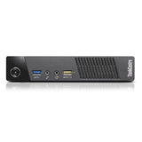 Front view of a ThinkCentre mini desktop PC with USB ports and ventilation grille