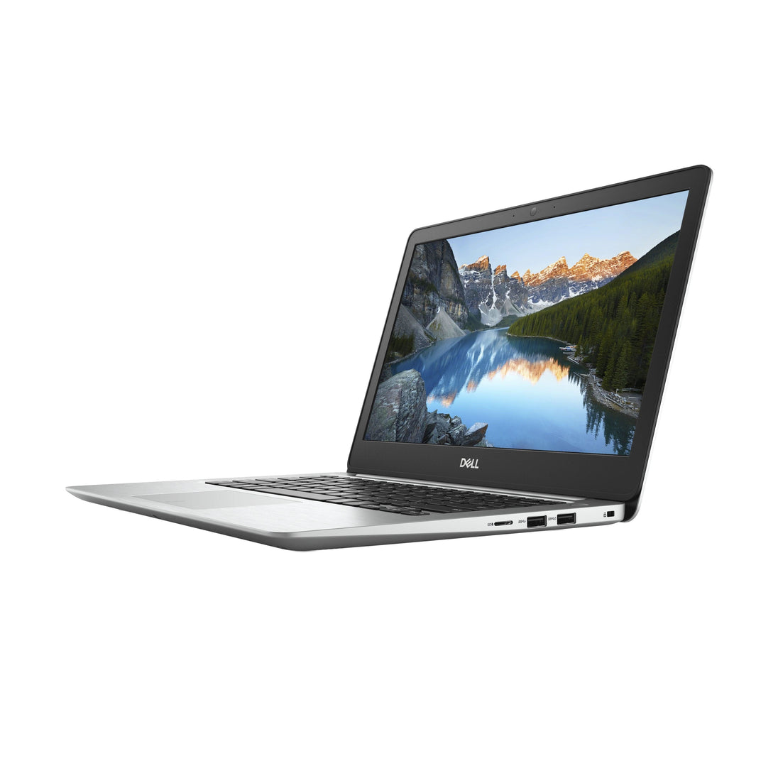 Refurbished Dell laptop with landscape display, sleek silver design, UK business computer