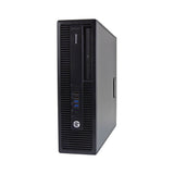 Refurbished HP EliteDesk small form factor desktop computer front view with USB ports