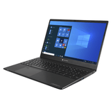 Refurbished Dynabook business laptop with Windows 10, open on a white background