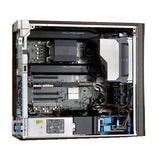 Open side view of a Dell Precision desktop workstation showing internal components and expansion slots