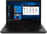 Lenovo ThinkPad P14s laptop with Windows 10 open and application launcher on screen