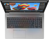 Refurbished HP ZBook laptop with colorful hot air balloons on display, UK professional tech