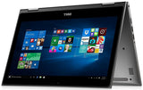 Dell 2-in-1 convertible laptop in tent mode displaying Windows 10 start screen